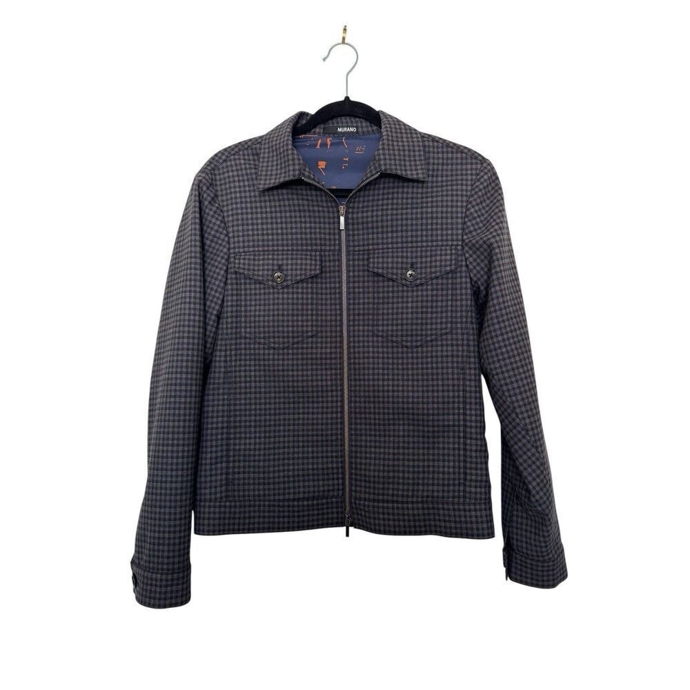 Slim Fit Murano Plaid Jacket Black And Blue Small Fashion Classy Zip Up